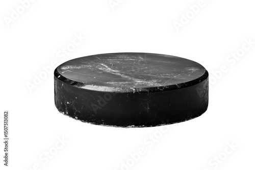 Used hockey puck isolated on transparent background