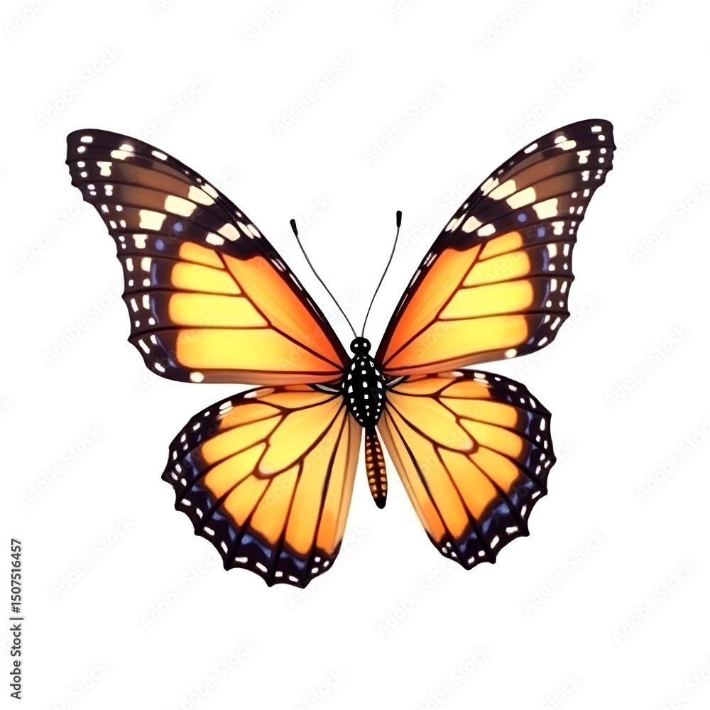 Fototapeta premium Butterfly flying isolated on transparent background high quality stock image