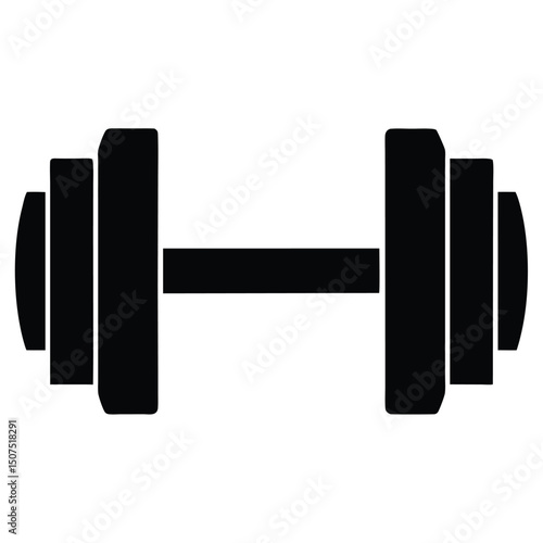 Black Silhouette of Dumbbell for Fitness and Strength Training Workout Illustration