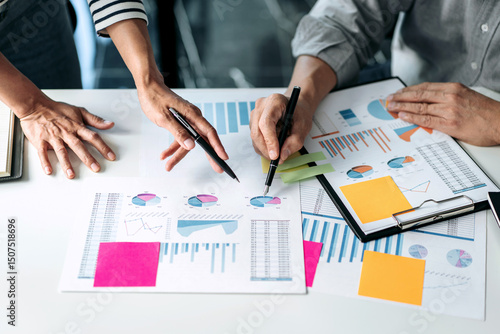 Wallpaper Mural Business team colleagues consultation and discussion marketing plan meeting on the financial report and analyzing investment project to development grow to success Torontodigital.ca