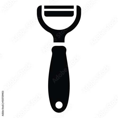 Black Vegetable Peeler Icon Illustration Modern Kitchen Tool for Food Prep and Cooking