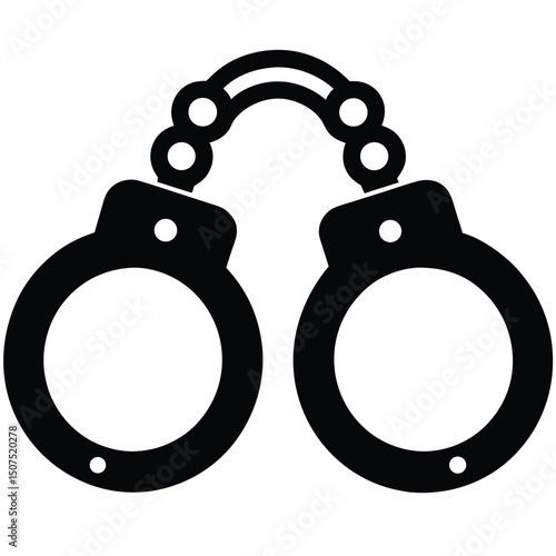 Bold Black Handcuffs Law Enforcement, Security, Criminal Justice Depiction