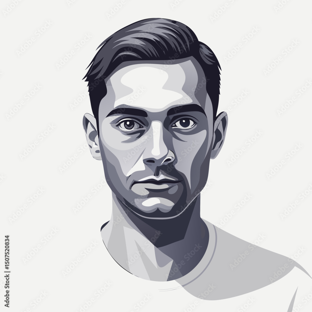 Stylish Monochrome Portrait of a Young Man with Short Hair Stylish Monochrome Portrait of a Young Man with Short Hair