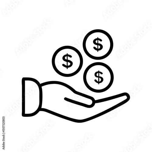 cash icon, coin icon, hand with money, income icon, investment icon, money icon, revenue icon, financial icon, payment icon, savings icon, profit icon, donation icon, currency icon, wealth icon, earni