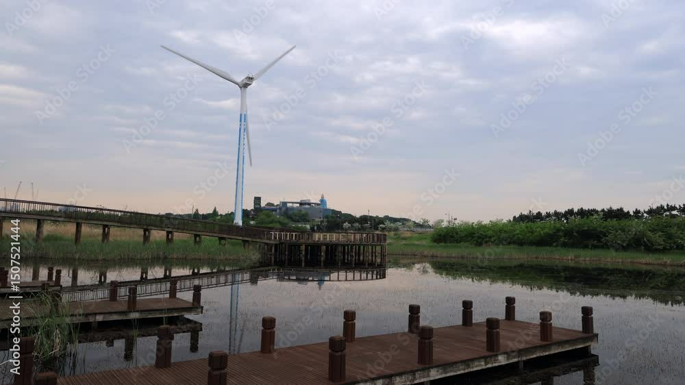 Windmill and Ara Canal Walkway at Arabit Island Windmill and Ara Canal Walkway at Arabit Island