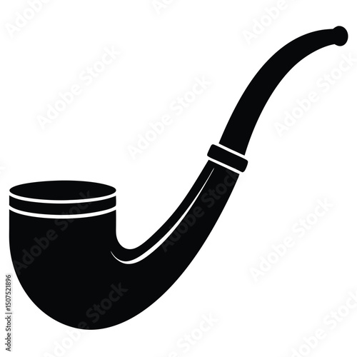 Elegant Black Smoking Pipe Silhouette Vintage Tobacco Tool for Relaxation and Leisure