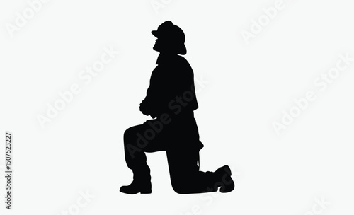Kneeling Firefighter Silhouette