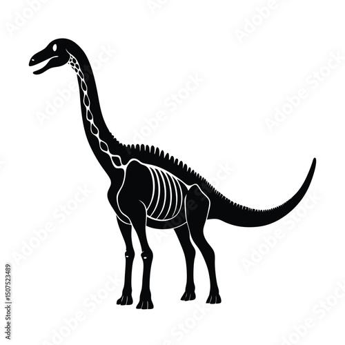 Brachiosaurus Skeleton Silhouette Vector.
