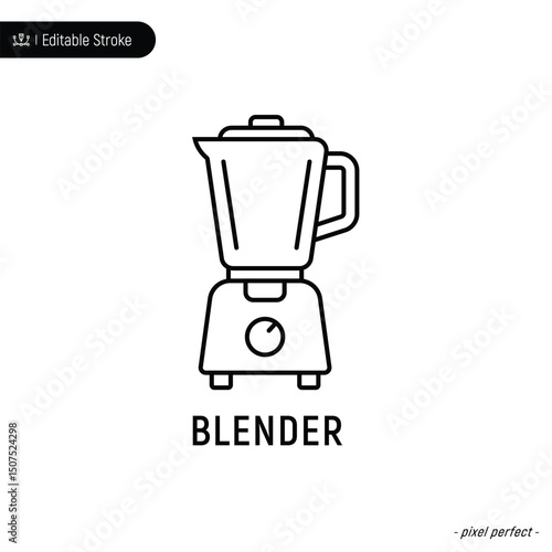 Blender thin line icon, editable stroke, pixel perfect, compatible for app or web, isolated on a white background.