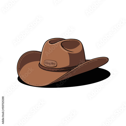 Minimal Cowboy Hat Vector Illustration – Western Lifestyle Icon in Brown Color, Flat Design on White Background for Fashion, Logos, and Print