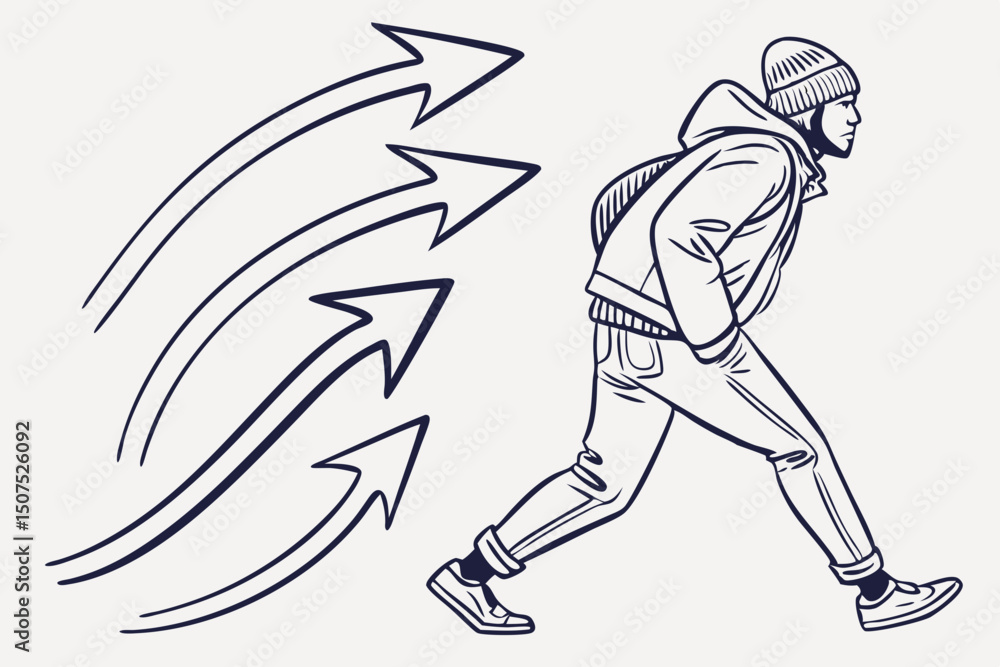 Obraz premium Brush Style Arrows In Motion Vector Set Of Directions