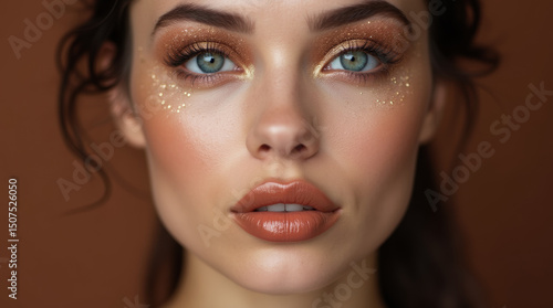 Wallpaper Mural Beautiful young woman with shiny evening makeup in brown tones Torontodigital.ca