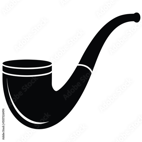Stylish Black Tobacco Pipe Illustration Classic Smoking Paraphernalia Silhouette