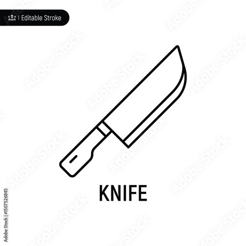 Knife thin line icon, editable stroke, pixel perfect, compatible for app or web, isolated on a white background.