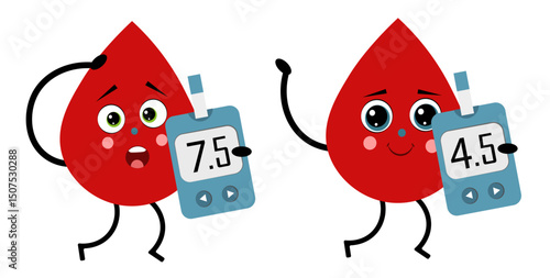 A drop of blood with glucomer. Diabetes mellitus. Disease, medicine