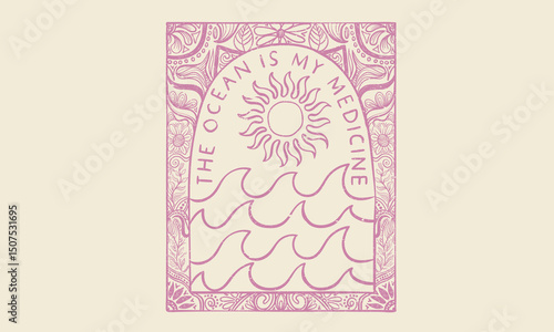 Sunshine with ocean wave art. Beach good vibes. Beach modern abstract art. Enjoy beach life. Sunshine paradise graphic print design. Enjoy beach life. Summer vibes artwork. 
