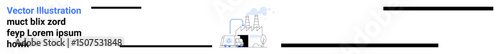 Factory with chimneys releasing smoke, accompanied by nearby structures. Ideal for environmental impact, industry, production, pollution awareness, energy, urban development, simple landing page