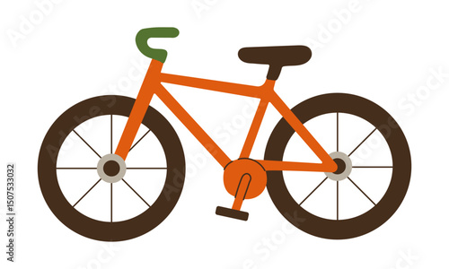 A cartoon bicycle with a green handlebar and a brown seat