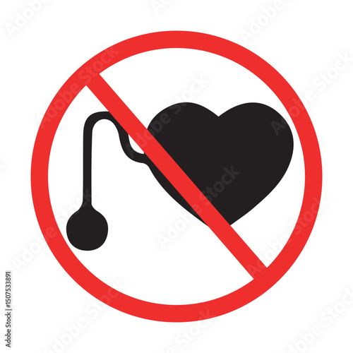 no heart monitor or medical device prohibition sign