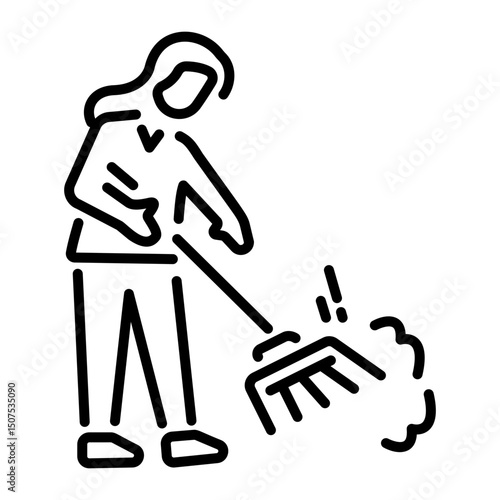 A line style icon of raking