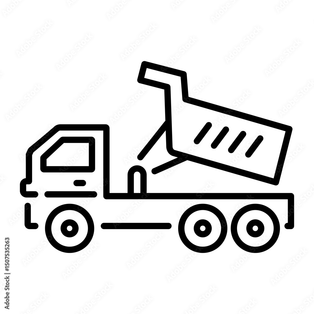 An outline style icon of dump truck An outline style icon of dump truck