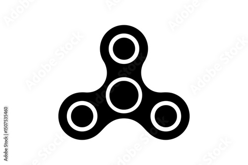 Fidget Spinner Icon Black Silhouette Vector 