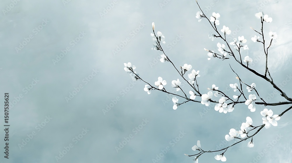 Obraz premium Delicate blossoms against a muted sky.