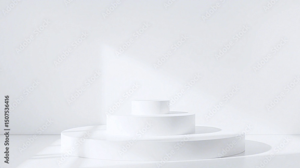Obraz premium White Podium on Neutral Background - Minimalist Design for Product Mockups
