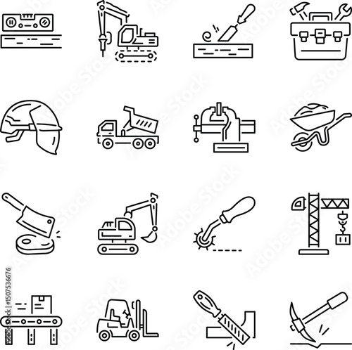 Set of Tool Art Outline Style Icons 

