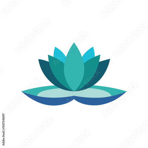 Layered lotus flower icon floating on water