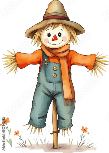 Cute vector illustration of a scarecrow.