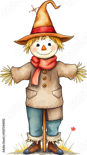 Cute vector illustration of a scarecrow.