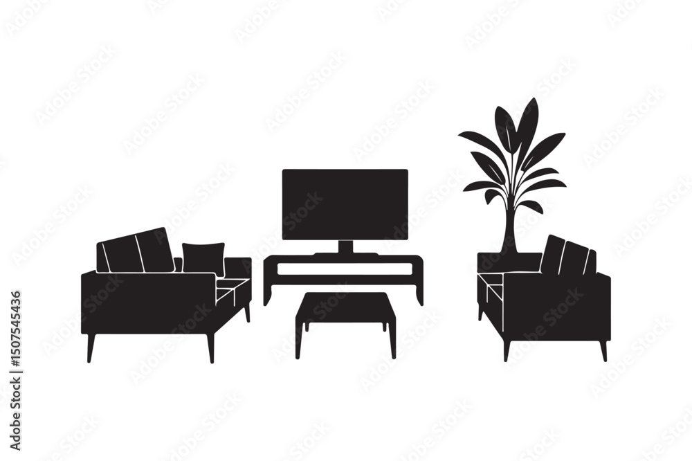 Fototapeta premium Modern home interior design elements set