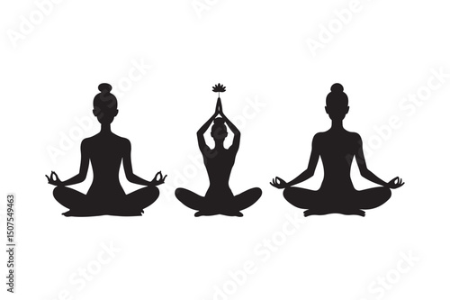 Yoga poses and asanas illustration set
