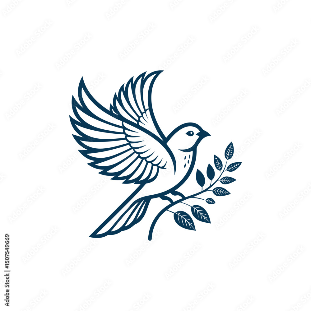 Obraz premium Bird logo vector icon illustration style Simple line design concept bird nest logo illustration places where birds nest simple elegant symbol of nature 