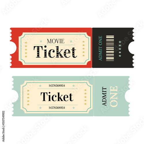 Admit one ticket,Ticket for circus,cinema,festival,casino.Event  ticket vector illustration on white background