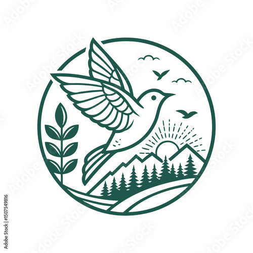 Bird logo vector icon illustration style Simple line design concept bird nest logo illustration places where birds nest simple elegant symbol of nature

