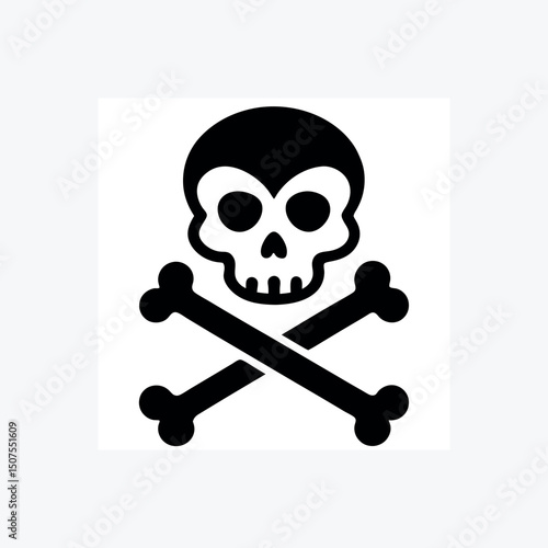 Crossbones and skull death flat silhouette vector icon