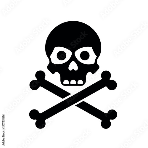 Crossbones and skull death flat silhouette vector icon
