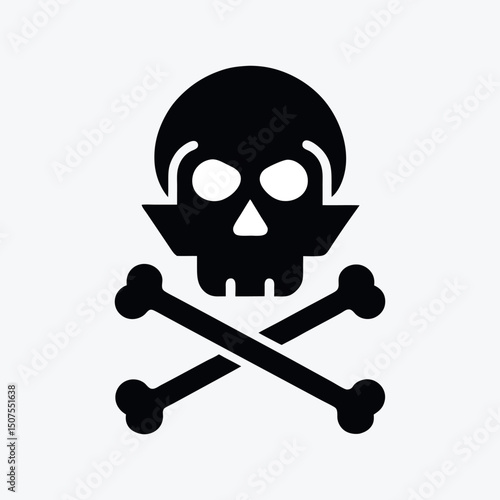 Crossbones and skull death flat silhouette vector icon