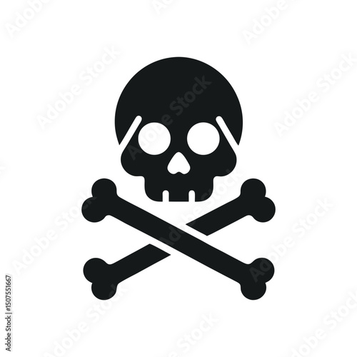 Crossbones and skull death flat silhouette vector icon