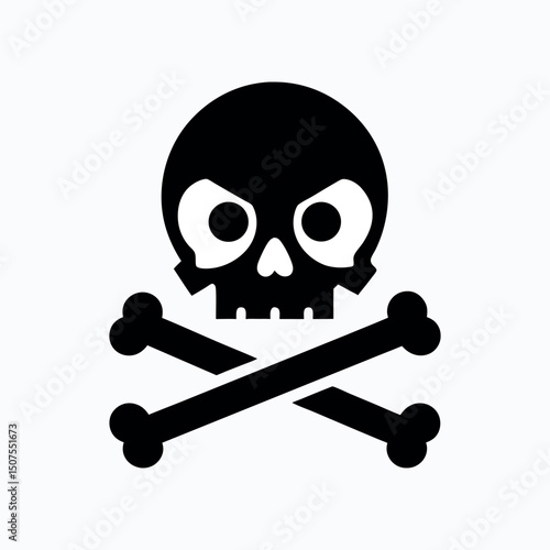 Crossbones and skull death flat silhouette vector icon