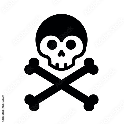 Crossbones and skull death flat silhouette vector icon