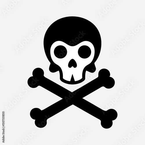 Crossbones and skull death flat silhouette vector icon