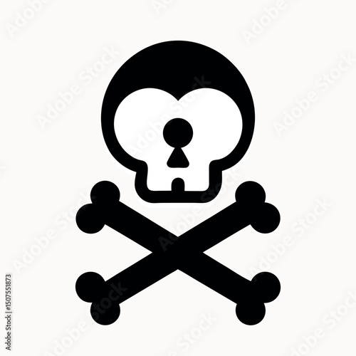 Crossbones and skull death flat silhouette vector icon