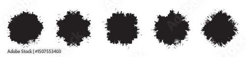 Vector black paint, ink brush stroke, brush, line or texture. Brush stroke paint boxes on white background. Dirty artistic design elements, boxes, frames for text. Inked splatter dirt stain brushes