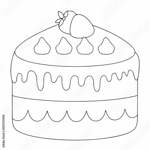  Strawberry shortcake coloring page simple and minimal line art illustration on white background