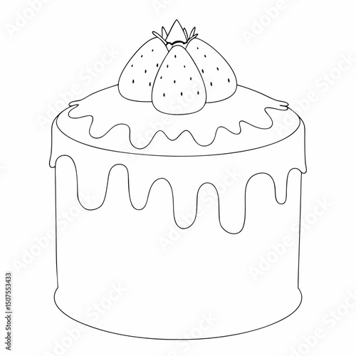  Strawberry shortcake coloring page simple and minimal line art illustration on white background