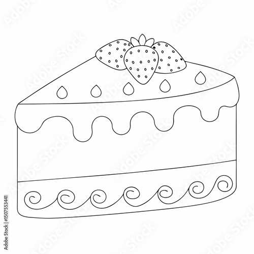  Strawberry shortcake coloring page simple and minimal line art illustration on white background