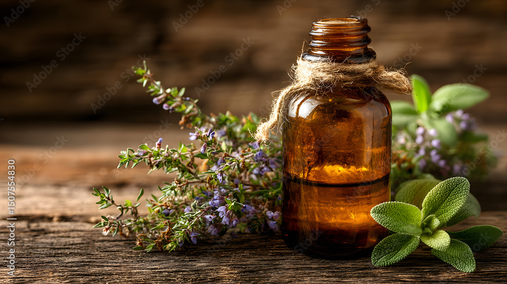 Essential Oils with Thyme and Sage on Wooden Table – Natural Wellness Concept with Copy Space
Essential Oils with Thyme and Sage on Wooden Table – Natural Wellness Concept with Copy Space